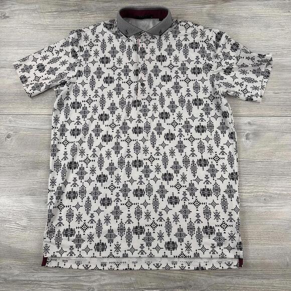 Greyson Other - Greyson Polo Shirt Mens Medium White Black Aztec Southwestern Dakota Dunes